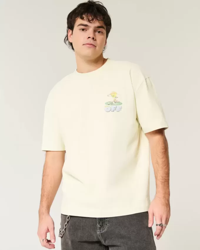 Kastenförmiges, schweres Tweety Golf-T-Shirt mit Grafik Kastenförmiges, schweres Tweety Golf-T-Shirt mit Grafik