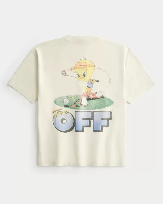 Kastenförmiges, schweres Tweety Golf-T-Shirt mit Grafik Kastenförmiges, schweres Tweety Golf-T-Shirt mit Grafik