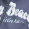 Kastenförmiges Sweatshirt mit Palm Beach-Grafik und Reißverschluss