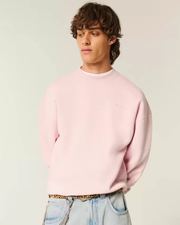 Kastenförmiges Sweatshirt mit Rundhalsausschnitt Kastenförmiges Sweatshirt mit Rundhalsausschnitt