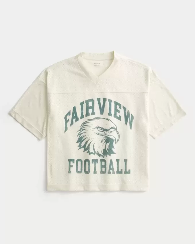 Kastenförmiges, verkürztes Fairview-Football-Trikot mit Grafik