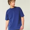 Kastiges, schweres, gewaschenes T-Shirt mit Rundhalsausschnitt Kastiges, schweres, gewaschenes T-Shirt mit Rundhalsausschnitt