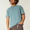 Kastiges, schweres, gewaschenes T-Shirt mit Rundhalsausschnitt Kastiges, schweres, gewaschenes T-Shirt mit Rundhalsausschnitt