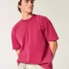 Kastiges, schweres, gewaschenes T-Shirt mit Rundhalsausschnitt Kastiges, schweres, gewaschenes T-Shirt mit Rundhalsausschnitt