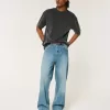 Kastiges, schweres, gewaschenes T-Shirt mit Rundhalsausschnitt Kastiges, schweres, gewaschenes T-Shirt mit Rundhalsausschnitt