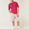 Kastiges, schweres, gewaschenes T-Shirt mit Rundhalsausschnitt Kastiges, schweres, gewaschenes T-Shirt mit Rundhalsausschnitt
