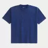 Kastiges, schweres, gewaschenes T-Shirt mit Rundhalsausschnitt Kastiges, schweres, gewaschenes T-Shirt mit Rundhalsausschnitt