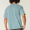 Kastiges, schweres, gewaschenes T-Shirt mit Rundhalsausschnitt Kastiges, schweres, gewaschenes T-Shirt mit Rundhalsausschnitt