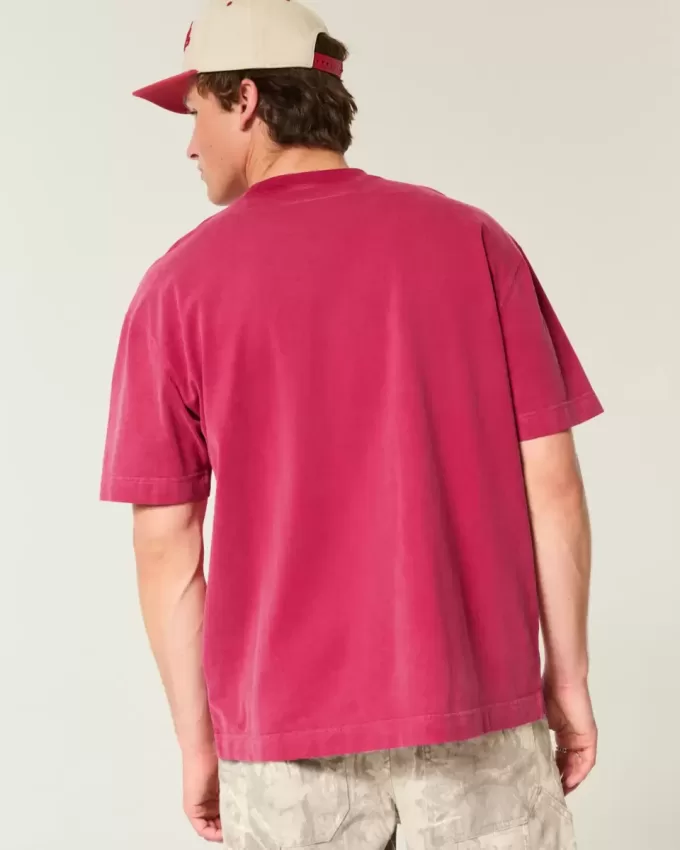 Kastiges, schweres, gewaschenes T-Shirt mit Rundhalsausschnitt Kastiges, schweres, gewaschenes T-Shirt mit Rundhalsausschnitt
