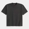 Kastiges, schweres, gewaschenes T-Shirt mit Rundhalsausschnitt Kastiges, schweres, gewaschenes T-Shirt mit Rundhalsausschnitt