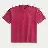 Kastiges, schweres, gewaschenes T-Shirt mit Rundhalsausschnitt Kastiges, schweres, gewaschenes T-Shirt mit Rundhalsausschnitt
