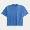 Kastiges, schweres, kurz geschnittenes T-Shirt mit verwaschenem Rundhalsausschnitt Kastiges, schweres, kurz geschnittenes T-Shirt mit verwaschenem Rundhalsausschnitt