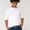 Kastiges, schweres, kurzes T-Shirt mit Rundhalsausschnitt Kastiges, schweres, kurzes T-Shirt mit Rundhalsausschnitt