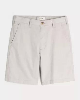 Knielange Shorts aus Leinenmischung mit flacher Vorderseite