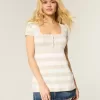 Kurzarm-Henley-Babydoll-Oberteil Kurzarm-Henley-Babydoll-Oberteil