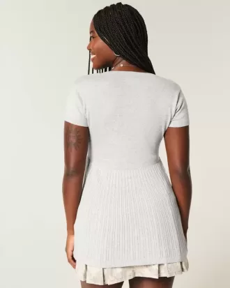 Kurzarm-Henley-Babydoll-Oberteil