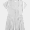 Kurzarm-Henley-Babydoll-Oberteil Kurzarm-Henley-Babydoll-Oberteil