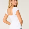 Kurzarm-Oberteil aus Stretch-Popeline Kurzarm-Oberteil aus Stretch-Popeline
