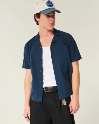 Kurzarm-Seersucker-Hemd mit Tasche