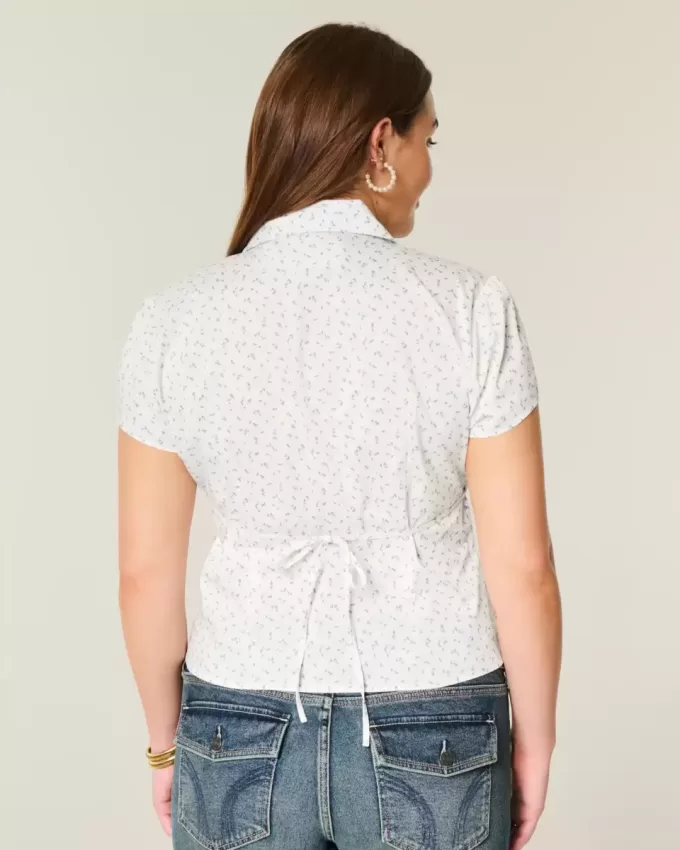 Kurzarmhemd aus Stretch-Popeline mit durchgehender Knopfleiste Kurzarmhemd aus Stretch-Popeline mit durchgehender Knopfleiste