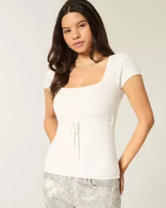 Kurzärmliger Pullover mit quadratischem Ausschnitt