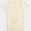 Kurzärmliger Pullover mit quadratischem Ausschnitt
