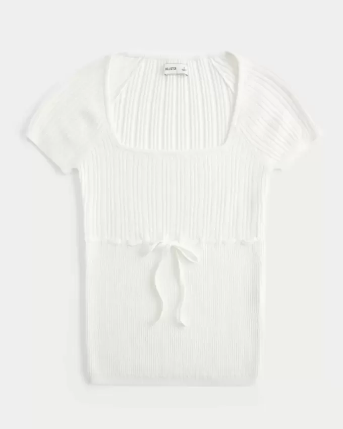 Kurzärmliger Pullover mit quadratischem Ausschnitt