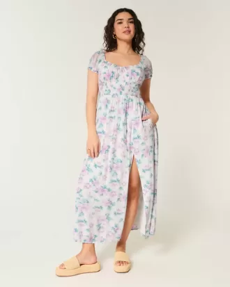 Kurzärmliges Maxikleid mit offenem Rücken