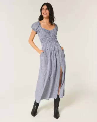 Kurzärmliges Maxikleid mit offenem Rücken
