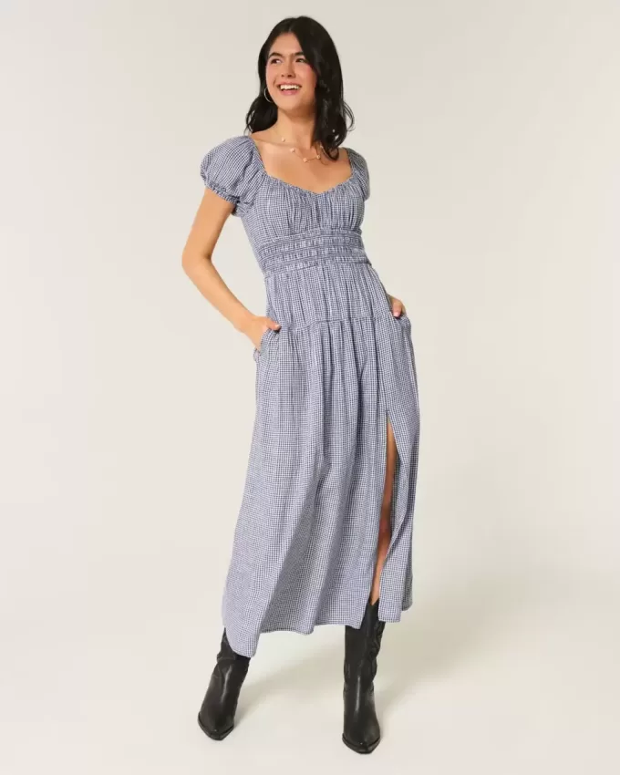 Kurzärmliges Maxikleid mit offenem Rücken