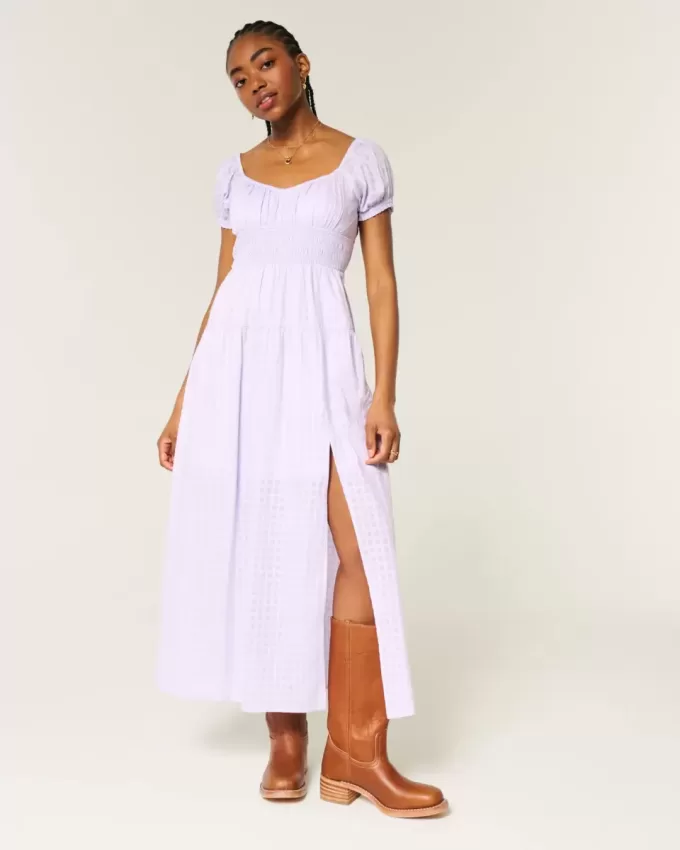 Kurzärmliges Maxikleid mit offenem Rücken