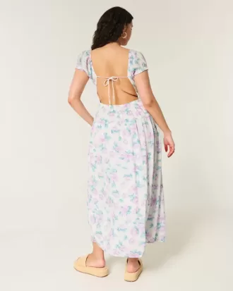 Kurzärmliges Maxikleid mit offenem Rücken