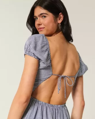 Kurzärmliges Maxikleid mit offenem Rücken