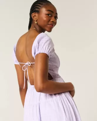 Kurzärmliges Maxikleid mit offenem Rücken