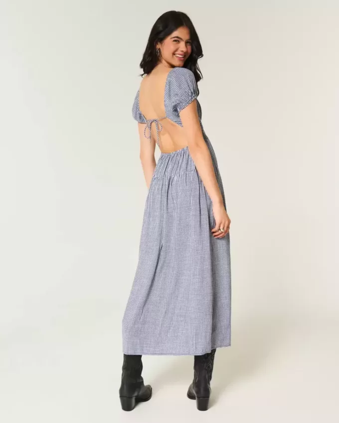 Kurzärmliges Maxikleid mit offenem Rücken
