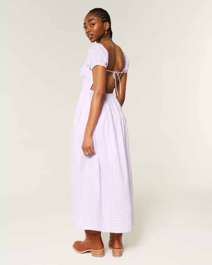 Kurzärmliges Maxikleid mit offenem Rücken