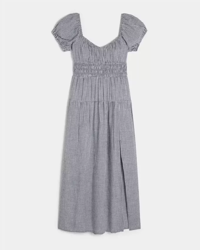Kurzärmliges Maxikleid mit offenem Rücken