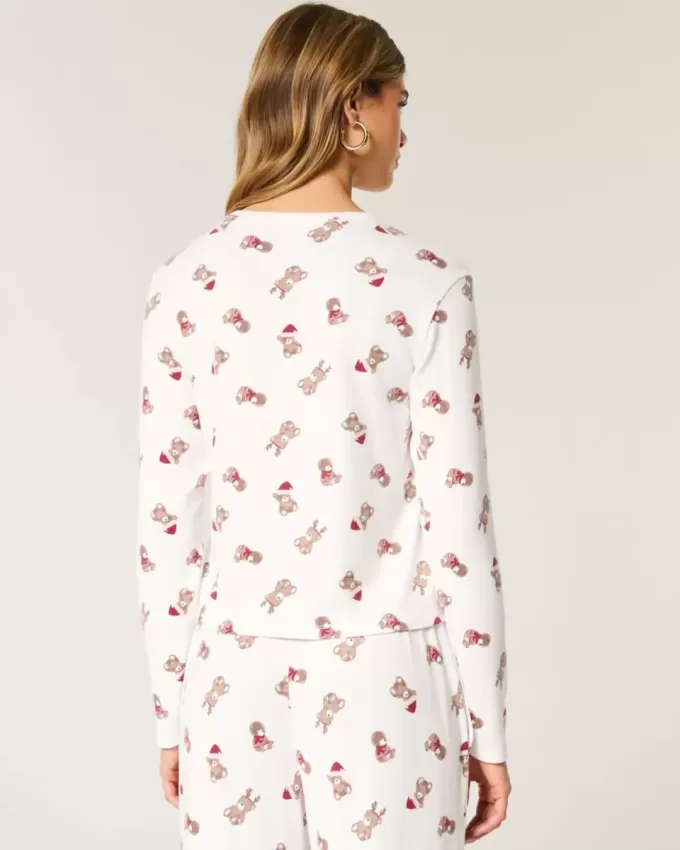 Kuscheliges Langarm-Pyjama-Shirt Kuscheliges Langarm-Pyjama-Shirt