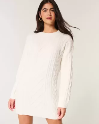 Kuscheliges Pulloverkleid mit Zopfmuster