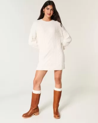Kuscheliges Pulloverkleid mit Zopfmuster