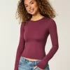 Langarm-Crew-Top aus nahtlosem Stoff Langarm-Crew-Top aus nahtlosem Stoff