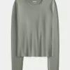 Langarm-Crew-Top aus nahtlosem Stoff Langarm-Crew-Top aus nahtlosem Stoff
