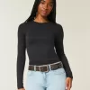 Langarm-Crew-Top aus nahtlosem Stoff Langarm-Crew-Top aus nahtlosem Stoff