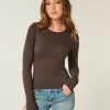 Langarm-Crew-Top aus nahtlosem Stoff Langarm-Crew-Top aus nahtlosem Stoff