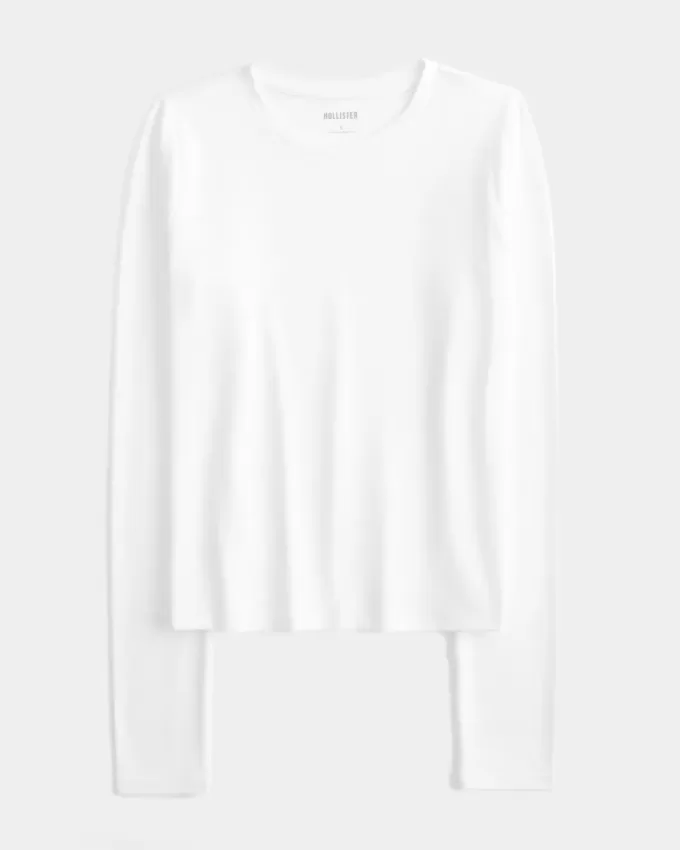 Langarm-Crew-Top aus nahtlosem Stoff Langarm-Crew-Top aus nahtlosem Stoff