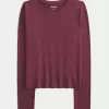 Langarm-Crew-Top aus nahtlosem Stoff Langarm-Crew-Top aus nahtlosem Stoff