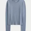 Langarm-Crew-Top aus nahtlosem Stoff Langarm-Crew-Top aus nahtlosem Stoff