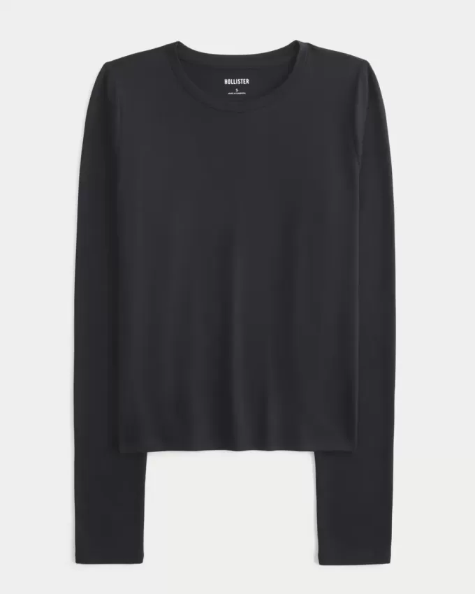 Langarm-Crew-Top aus nahtlosem Stoff Langarm-Crew-Top aus nahtlosem Stoff