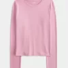 Langarm-Crew-Top aus nahtlosem Stoff Langarm-Crew-Top aus nahtlosem Stoff