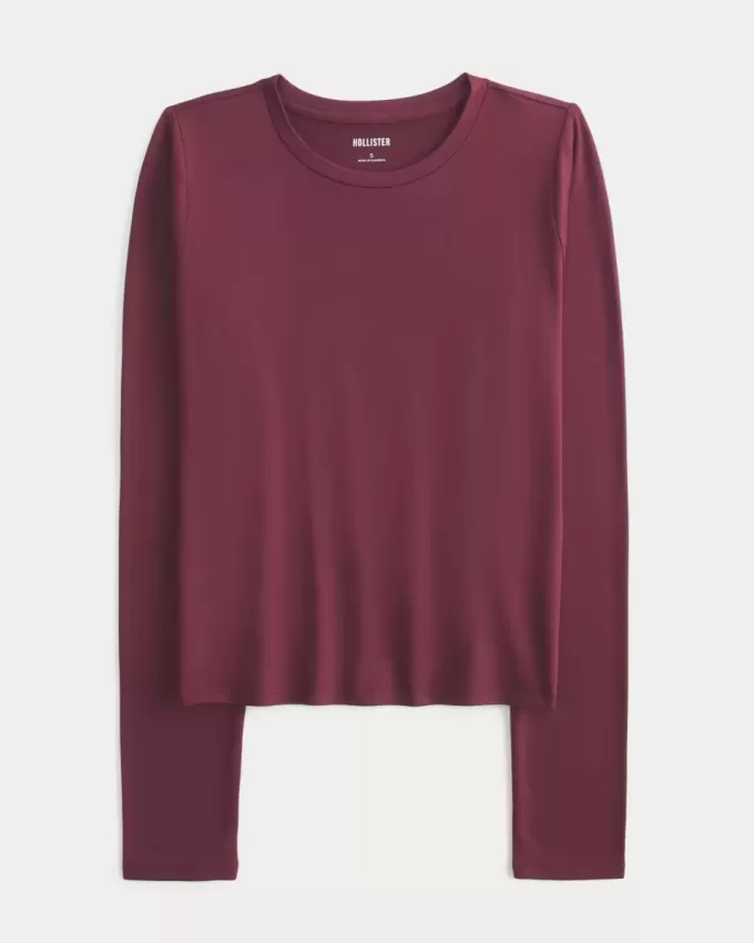 Langarm-Crew-Top aus nahtlosem Stoff Langarm-Crew-Top aus nahtlosem Stoff